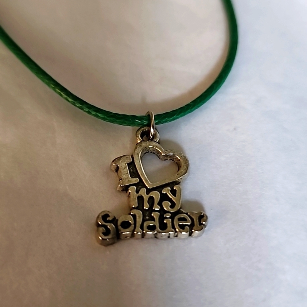 LOVE MY SOLDIER necklace  Beautiful  16 INCH LEATHER CHAIN